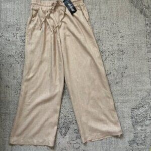 NWT Nasty Gal Linen Lightweight Wide-Leg Pants with Two Pockets Women's S